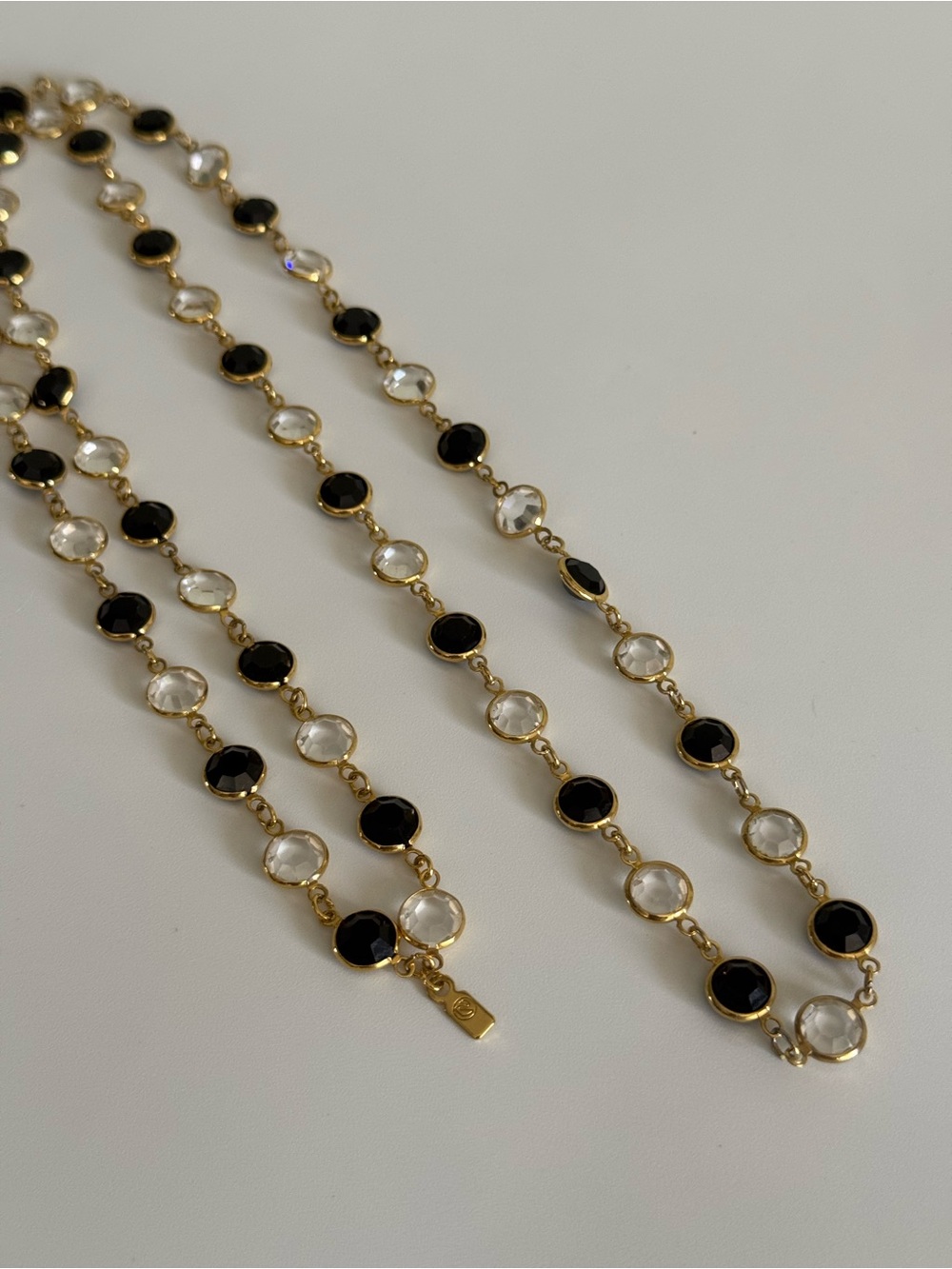 VTG Swarovski Gold-Tone Necklace with Black and Clear Stones
